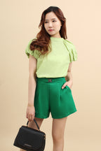 Tailored High Waist Cotton Shorts