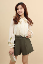 Tailored High Waist Cotton Shorts