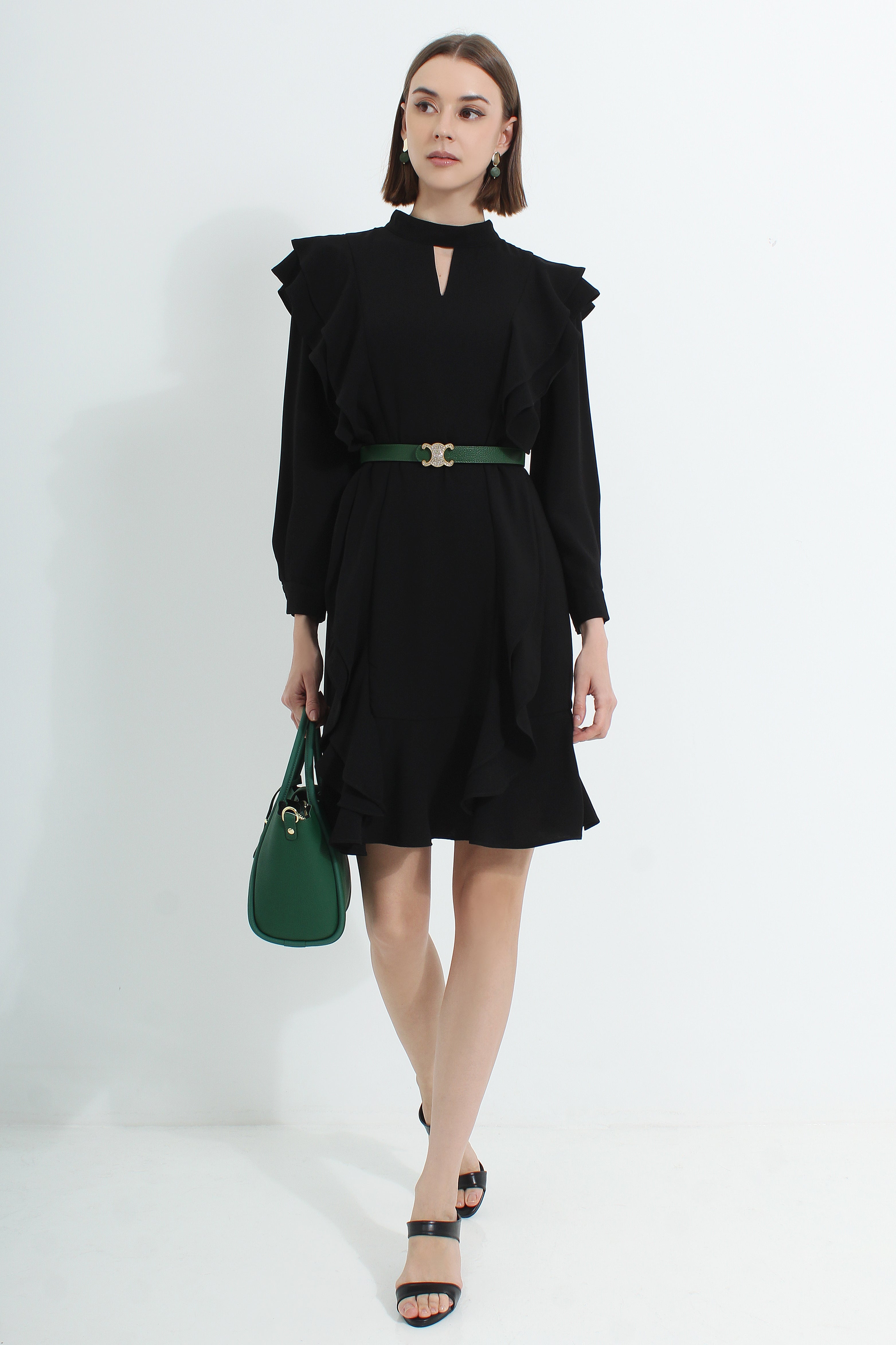 Flare Chiffon Mini Dress