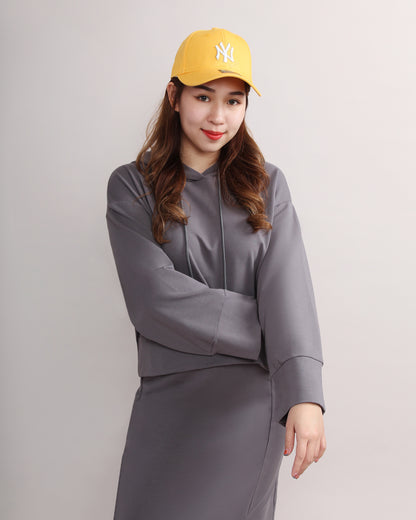 Casual Loose Hooded Sweater & Front Slit Pencil Skirt Set