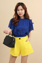 Tailored High Waist Cotton Shorts