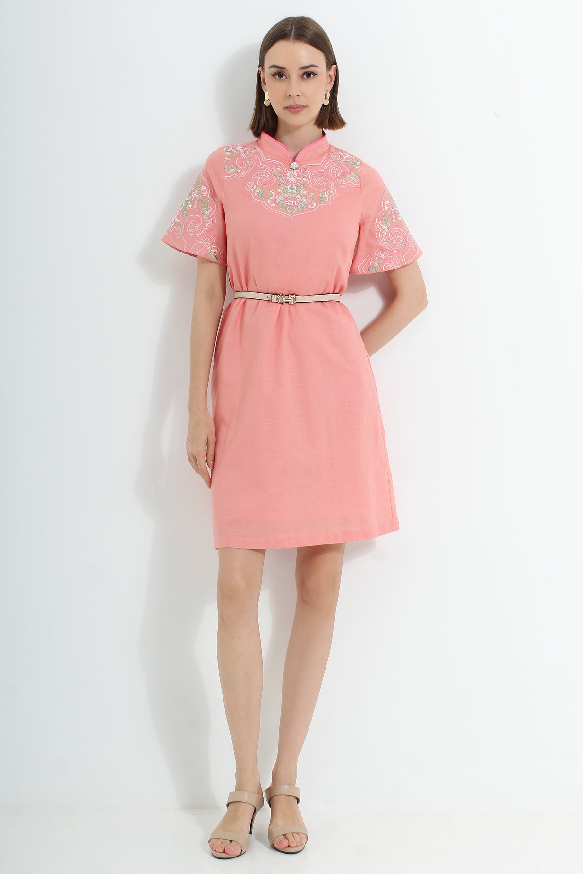 Coralena Embroidered Modern Cheongsam
