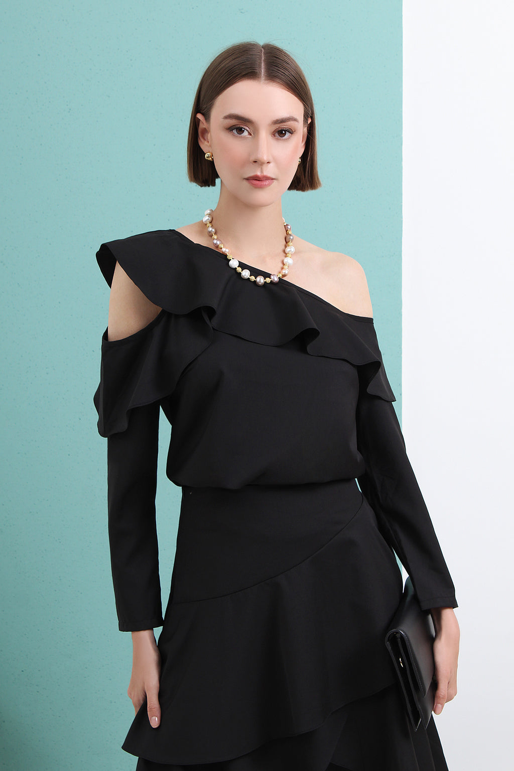 Layered High Waist Flare Midi Skirt