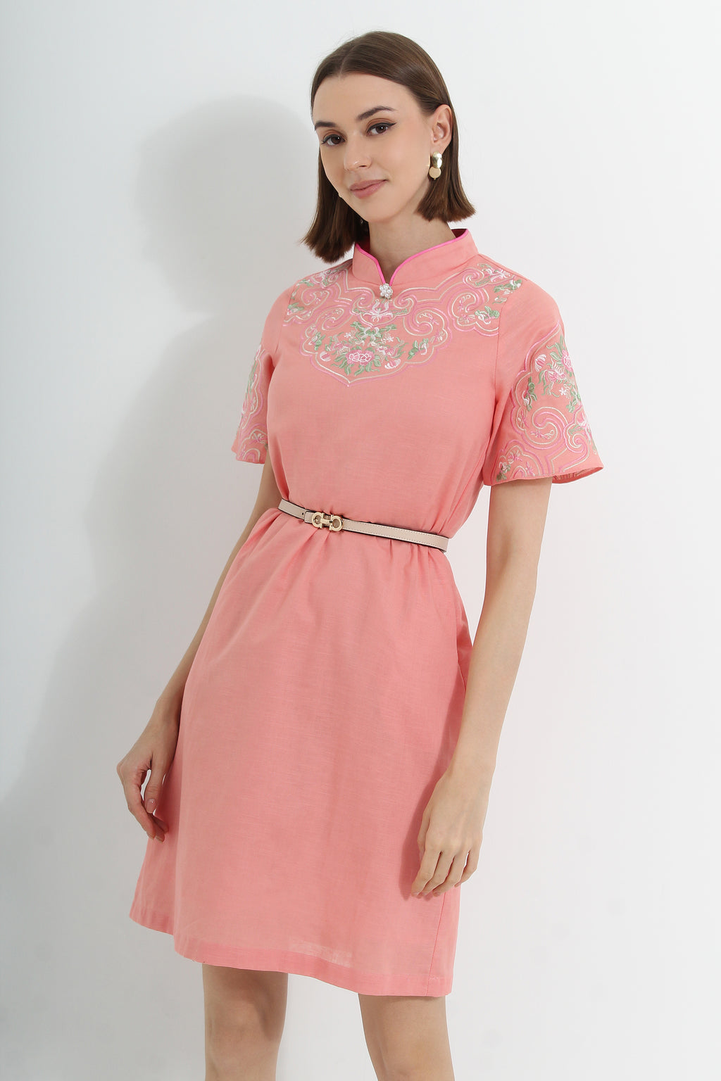 Coralena Embroidered Modern Cheongsam