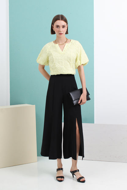 Caia Half Sleeve V-neck Hollow Out Stylish Shirts Vintage Elegant Blouse