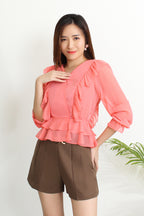 Aveuri Ruffled Chiffon Blouse