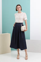 Textured Pleated Wide-Leg Pants