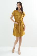Belted Button Down Shift Dress