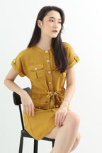 Belted Button Down Shift Dress