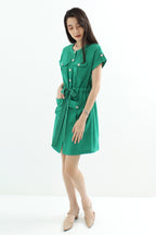 Belted Button Down Shift Dress