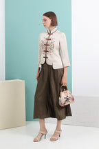 Textured Pleated Wide-Leg Pants