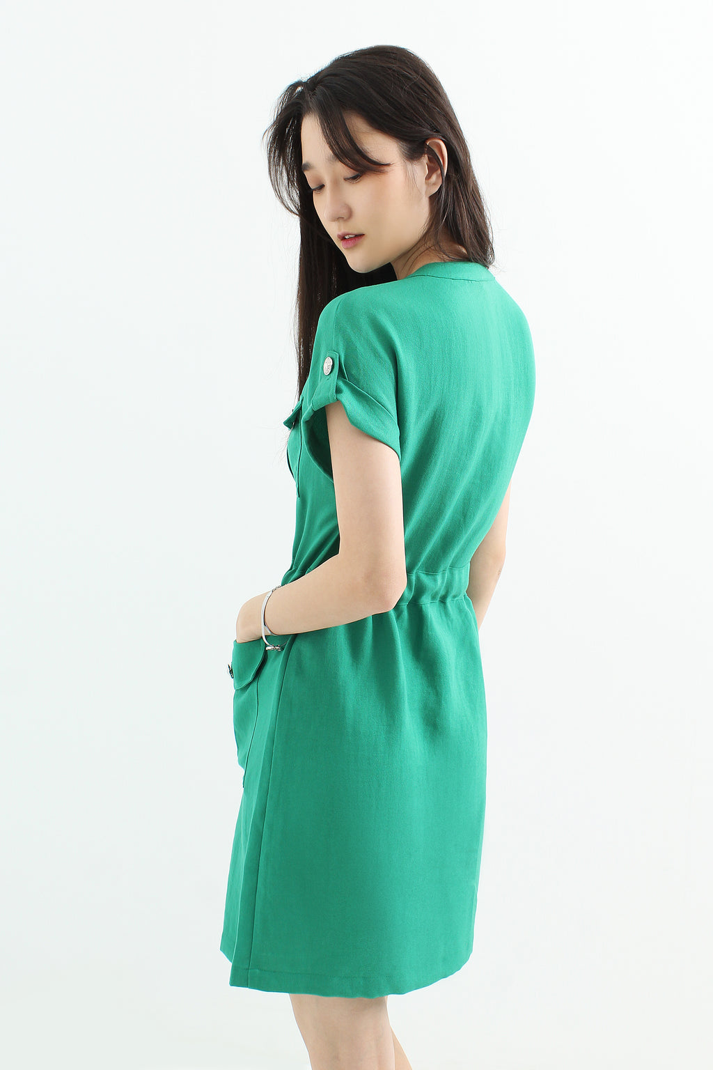 Belted Button Down Shift Dress
