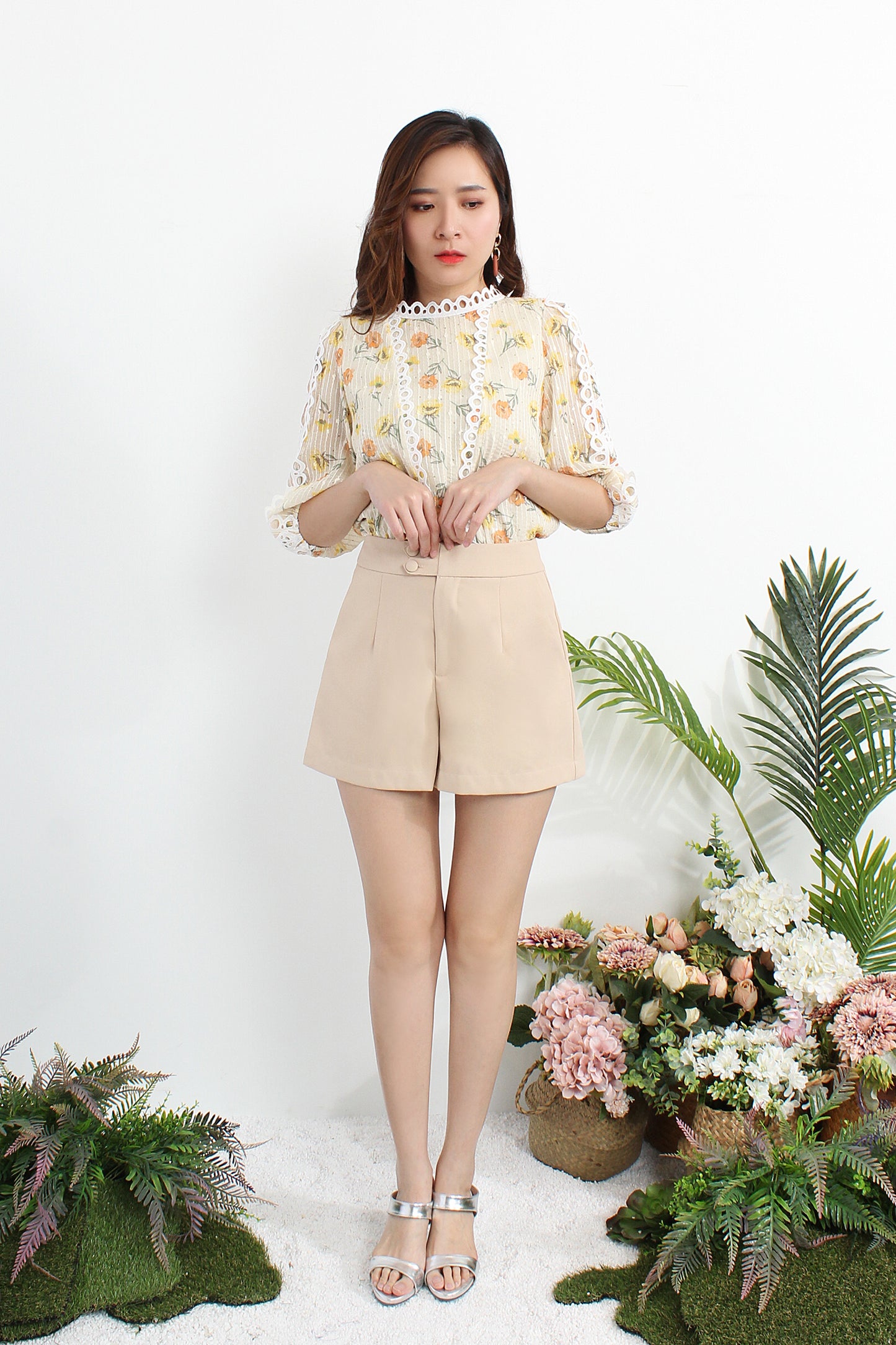Antheia Floral Printed Blouse With Lace