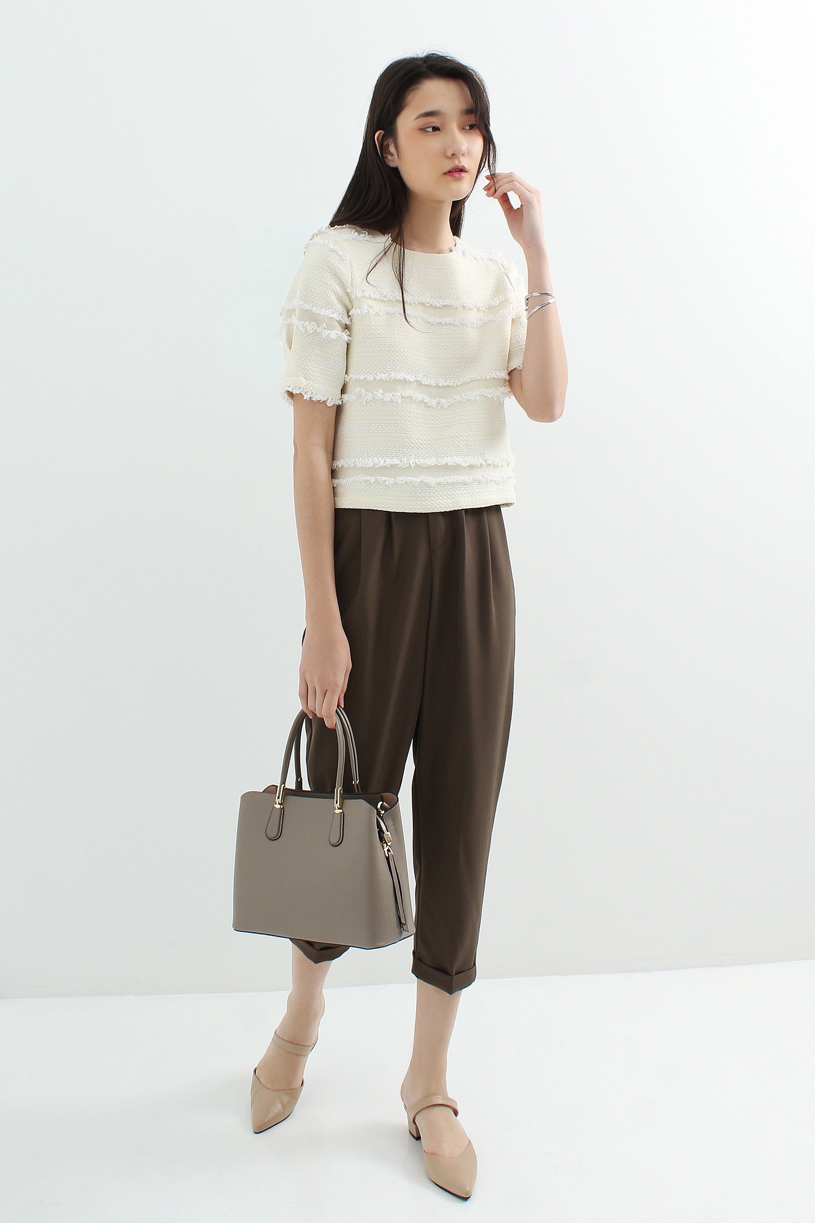 Jacquard Tweed Boxy Shell Top