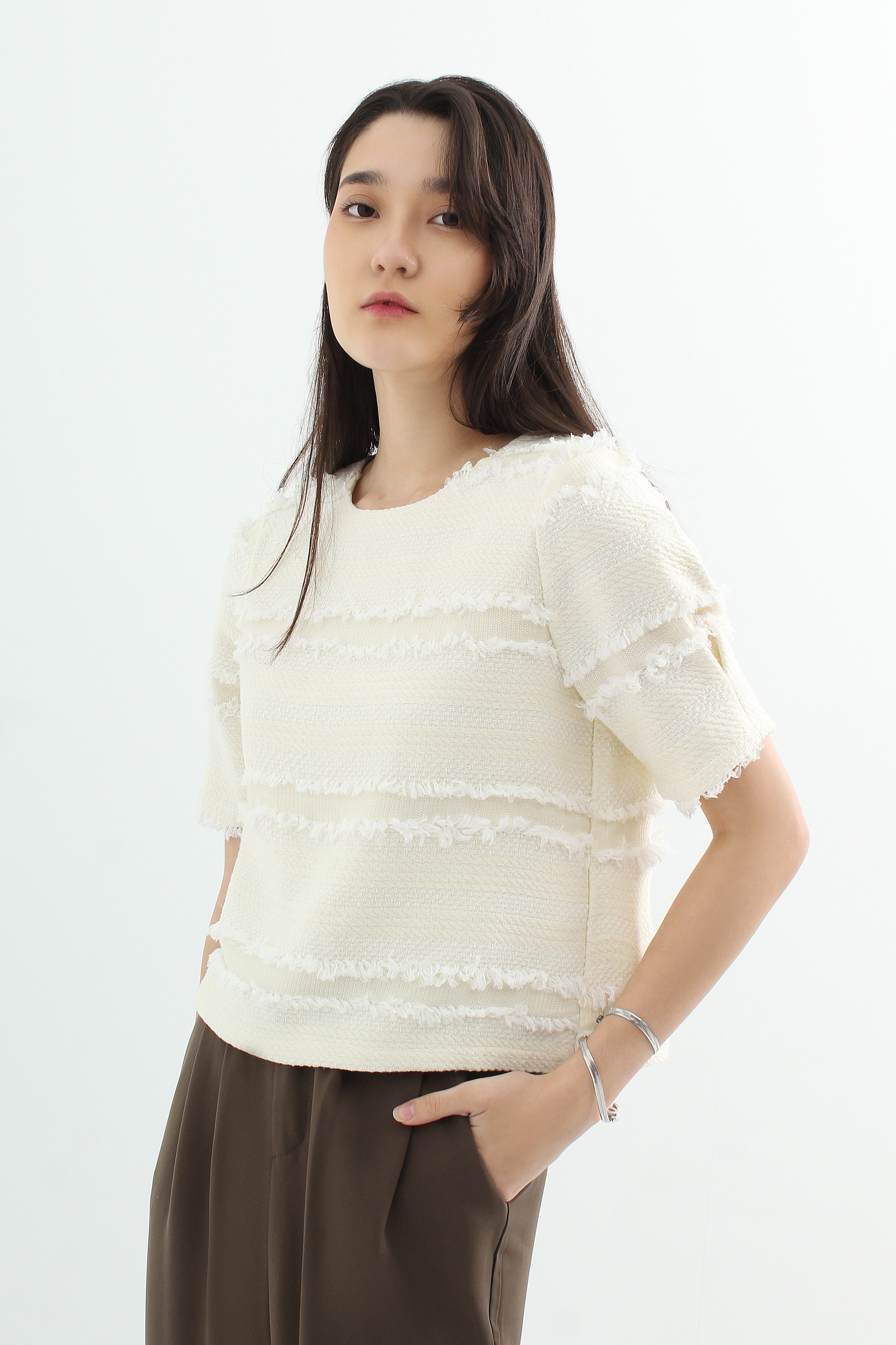 Jacquard Tweed Boxy Shell Top