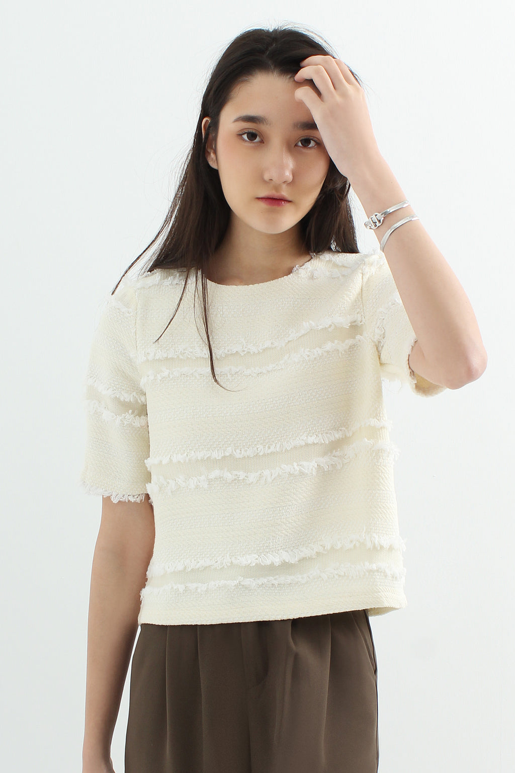Jacquard Tweed Boxy Shell Top