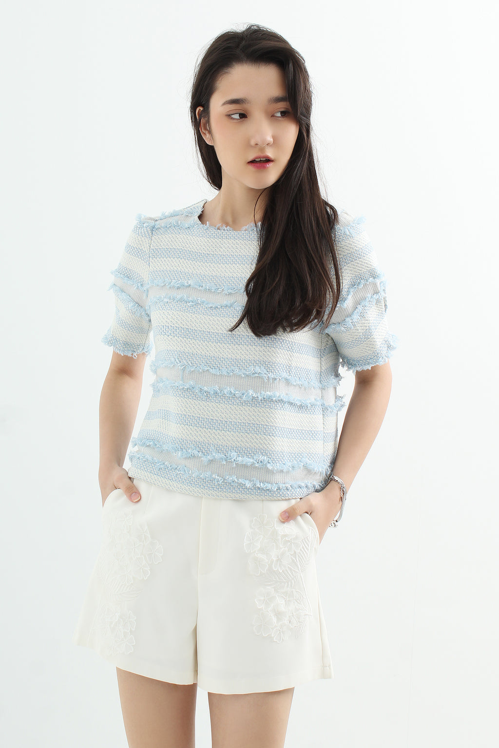Jacquard Tweed Boxy Shell Top