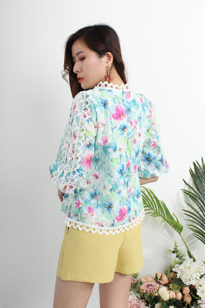 Antheia Floral Printed Blouse With Lace