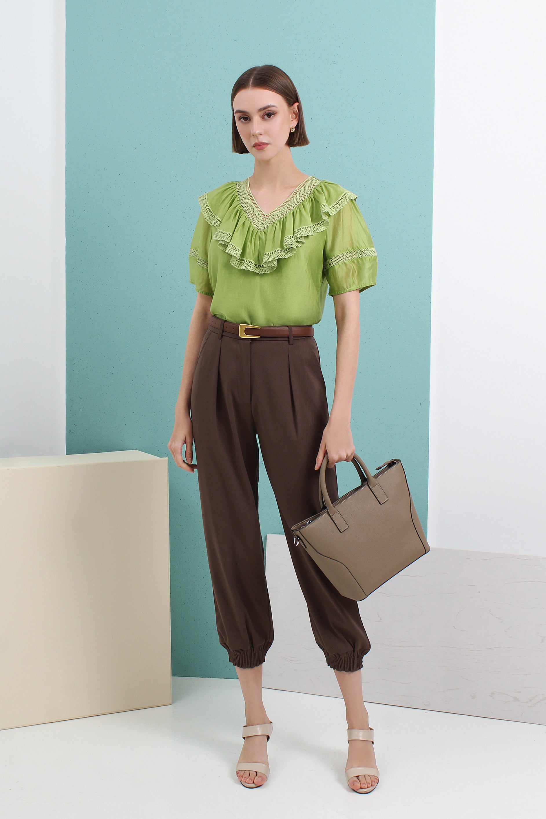 Ainsley V-neck Ruffled Blouse