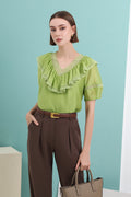 Ainsley V-neck Ruffled Blouse