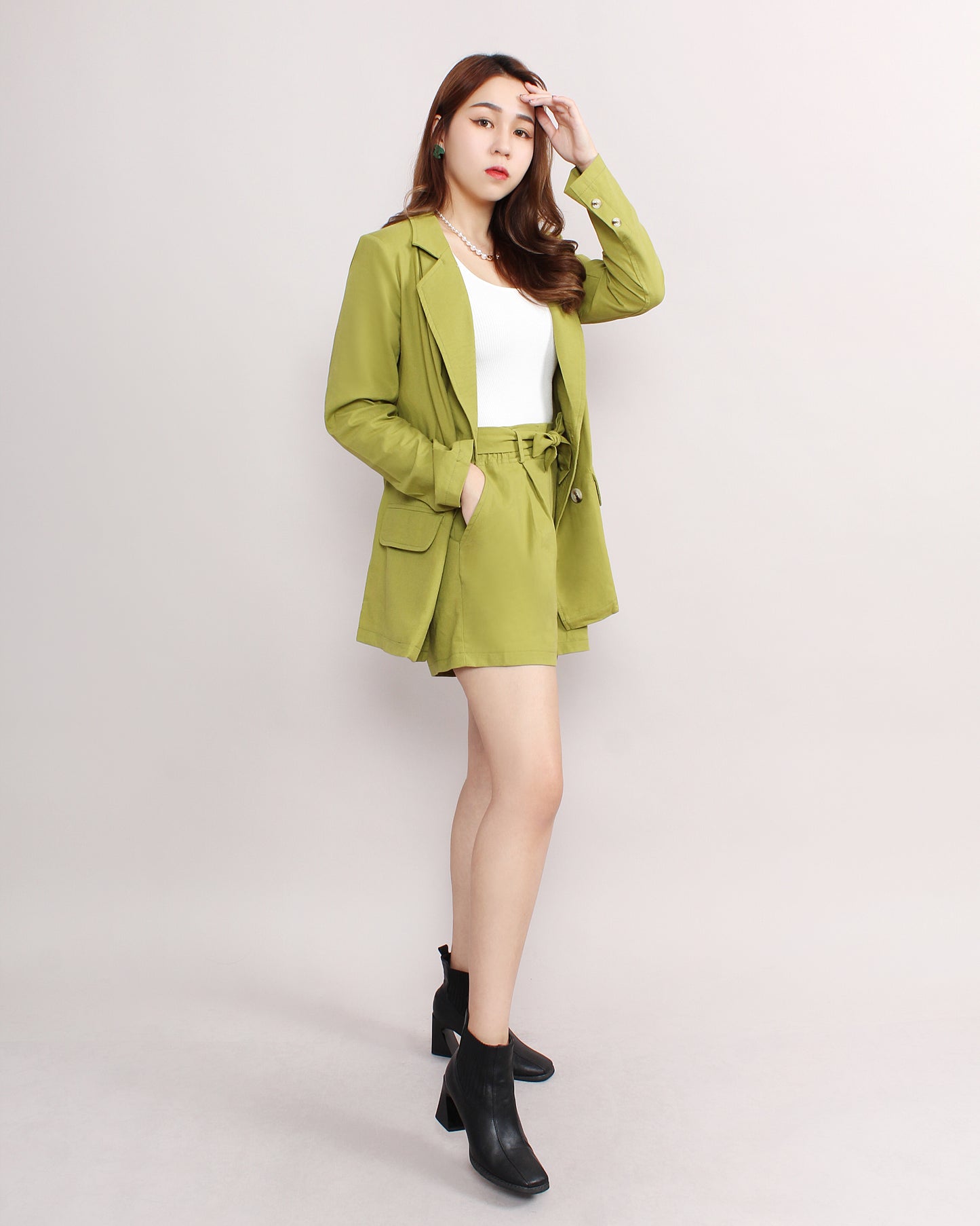 Elegant Blazer & Front Shorts Set