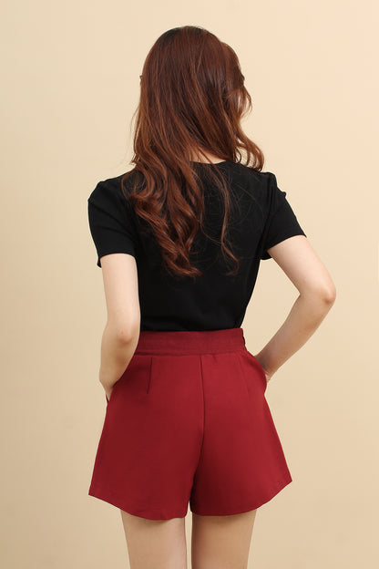 Tailored High Waist Cotton Shorts