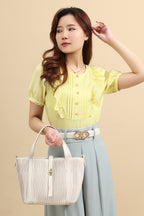 Myna Pleated Ruffle Cotton Top