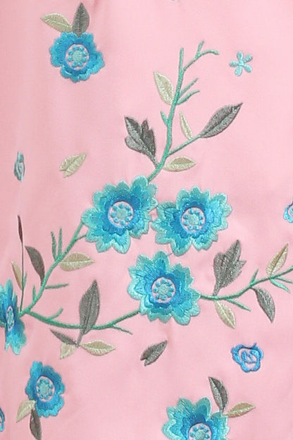 Spring Pastel Floral Panel Embroidered Qipao Dress