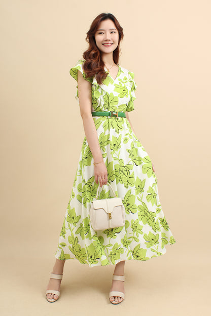 Floral Ruffle Midi Dress