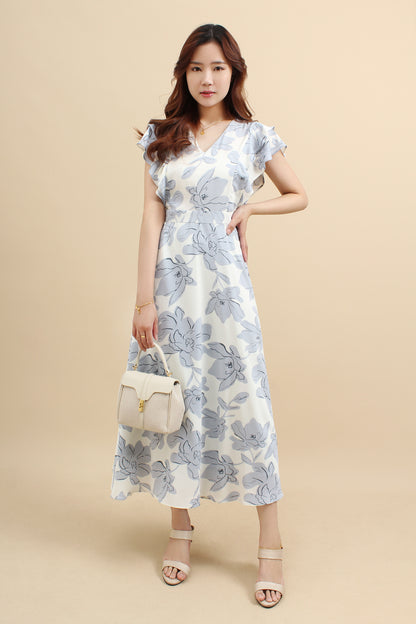 Floral Ruffle Midi Dress