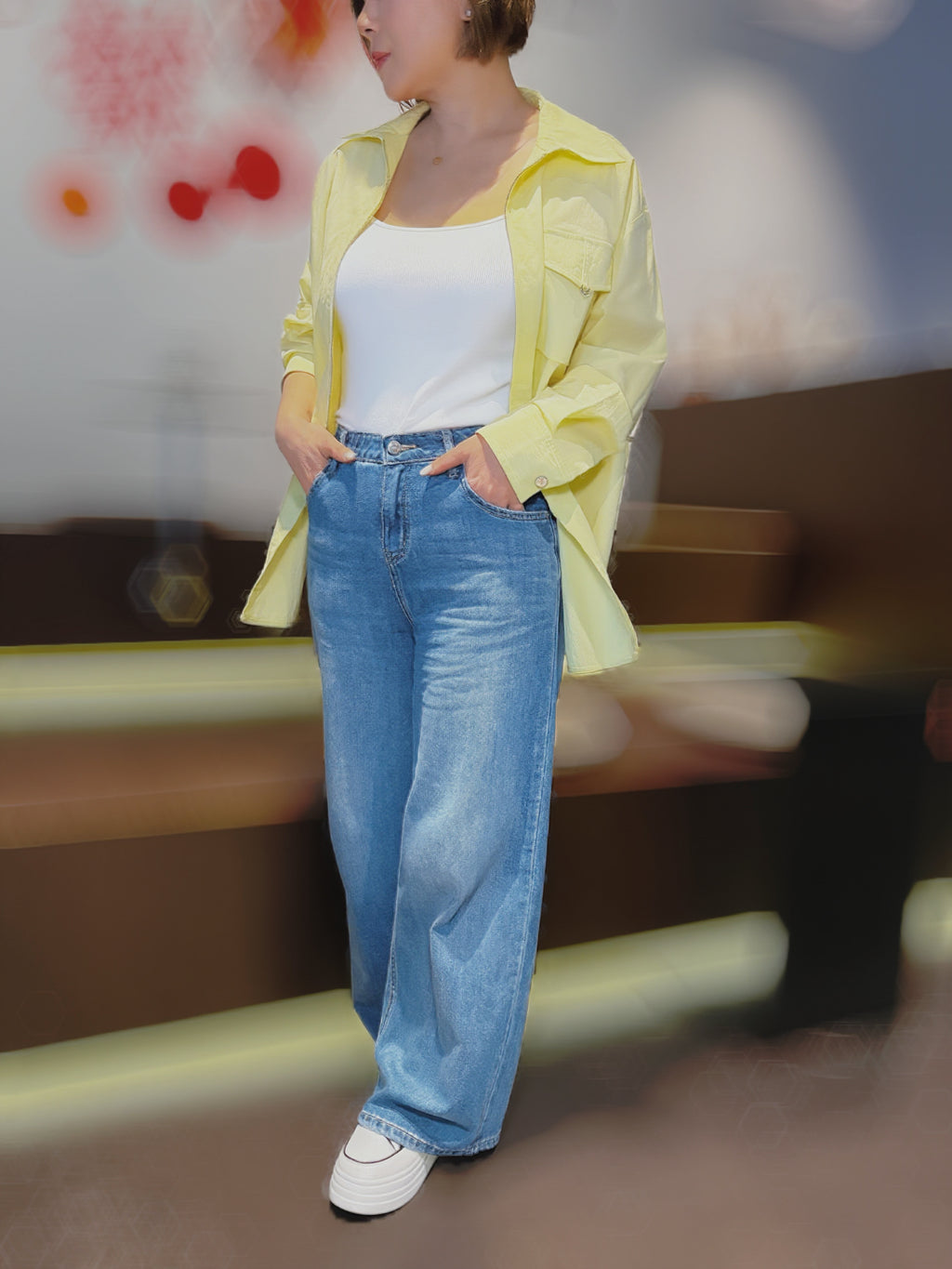 High Waisted Wide Leg Denim Pants