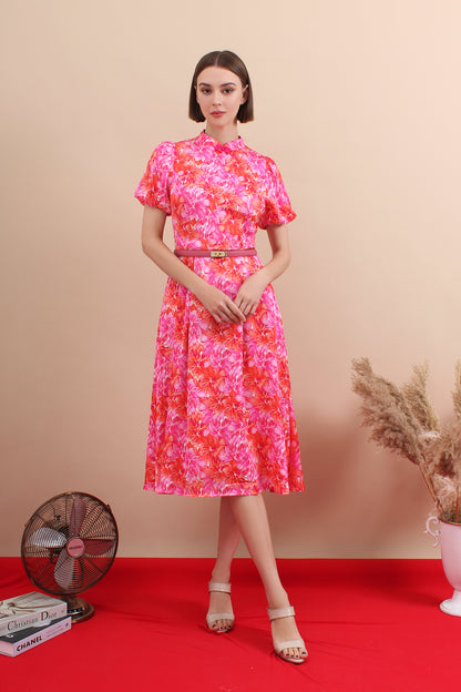 Jade Bloom Modern Qipao Midi Dress