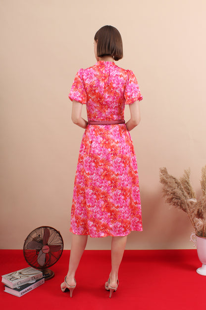 Jade Bloom Modern Qipao Midi Dress