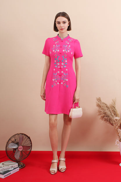 Heritage Bloom Mandarin Collar Dress