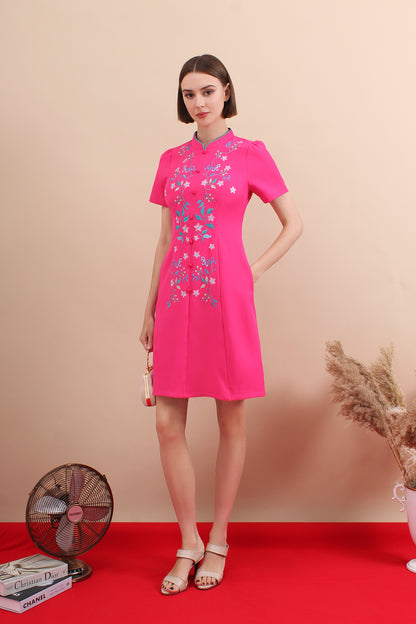 Heritage Bloom Mandarin Collar Dress