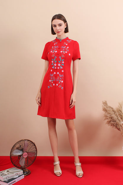 Heritage Bloom Mandarin Collar Dress