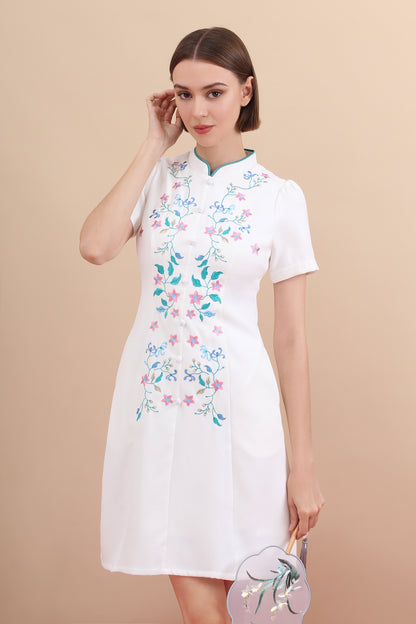 Heritage Bloom Mandarin Collar Dress