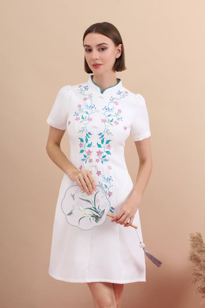 Heritage Bloom Mandarin Collar Dress