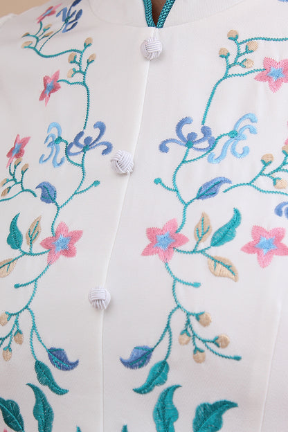 Heritage Bloom Mandarin Collar Dress