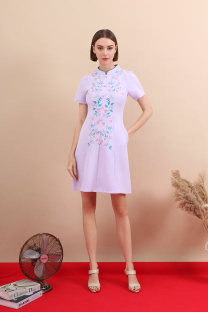 Heritage Bloom Mandarin Collar Dress