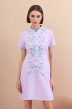 Heritage Bloom Mandarin Collar Dress