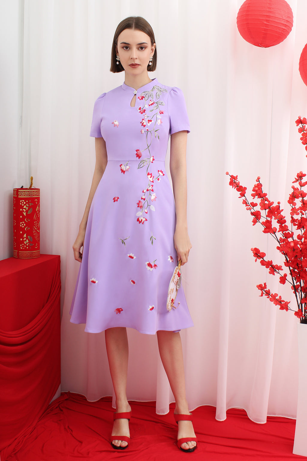Chaska Embroidered Modern Cheongsam