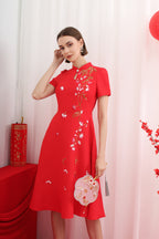 Chaska Embroidered Modern Cheongsam