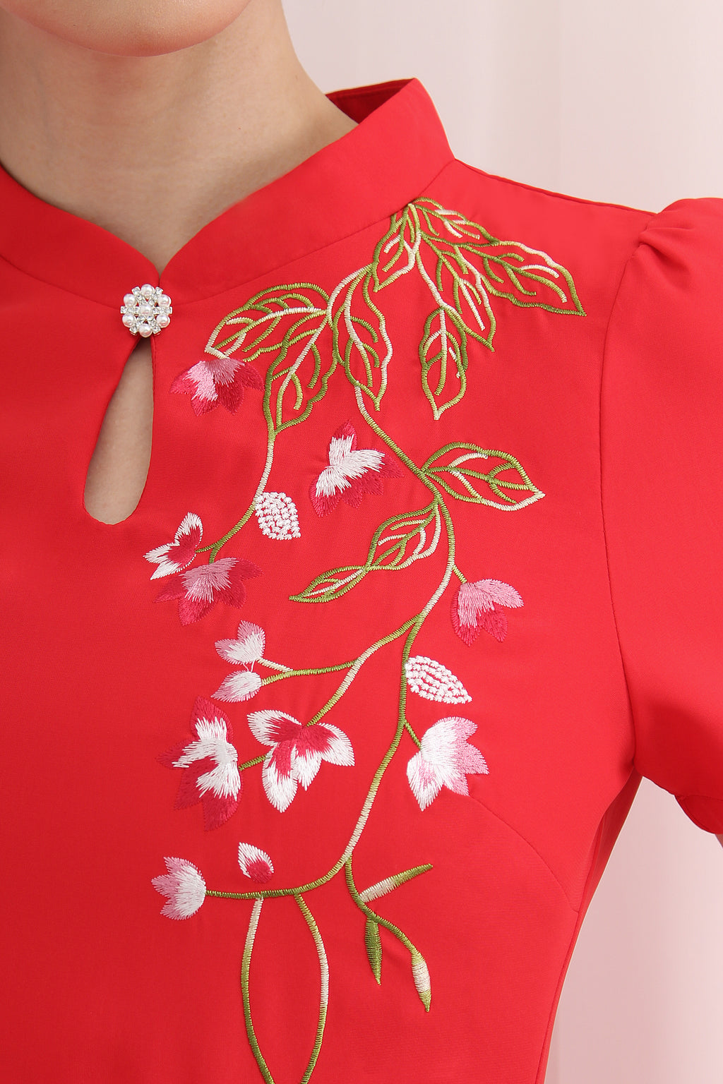 Chaska Embroidered Modern Cheongsam