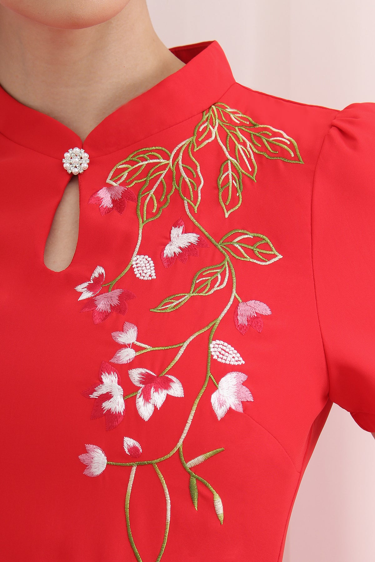 Chaska Embroidered Modern Cheongsam