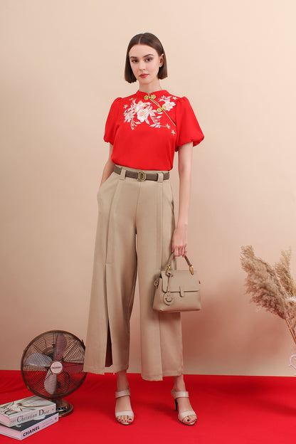 Blossom SilkTouch Embroidery Puff Sleeve Top