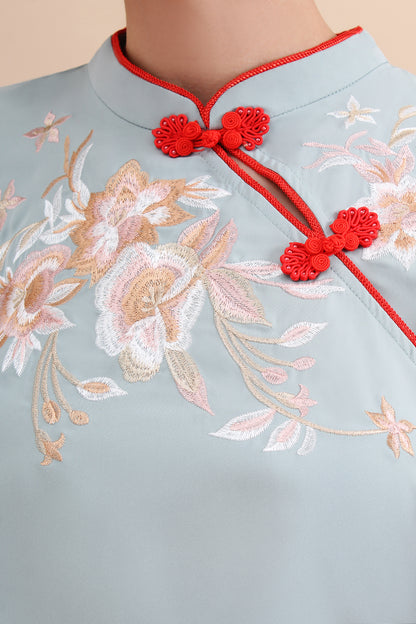 Blossom SilkTouch Embroidery Puff Sleeve Top