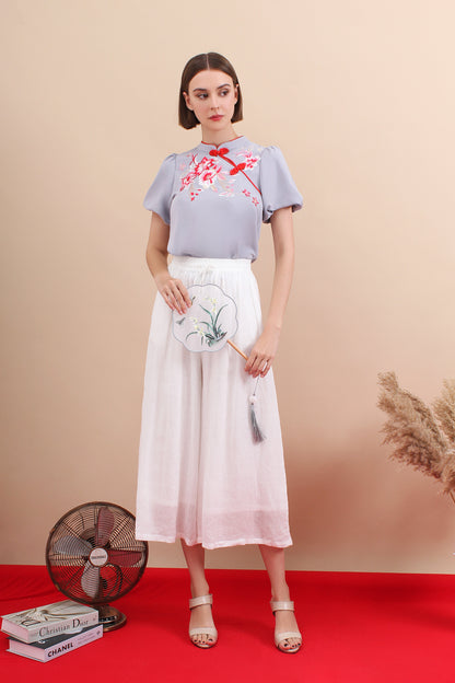 Blossom SilkTouch Embroidery Puff Sleeve Top