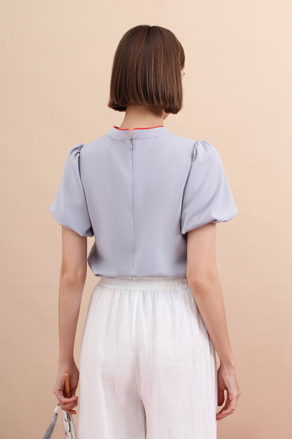 Blossom SilkTouch Embroidery Puff Sleeve Top