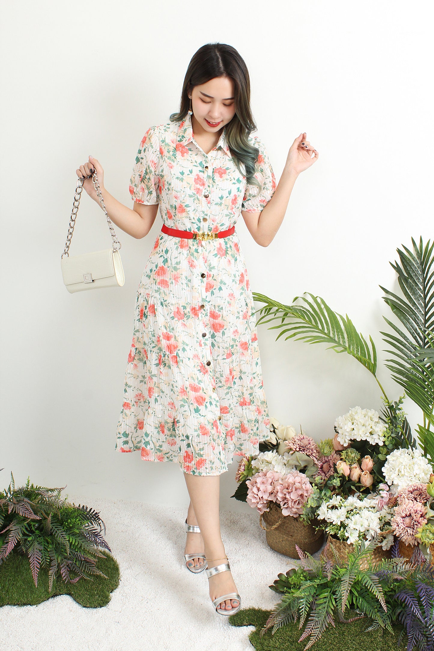 Amalthea Floral Shirt Dress With Sequin Details